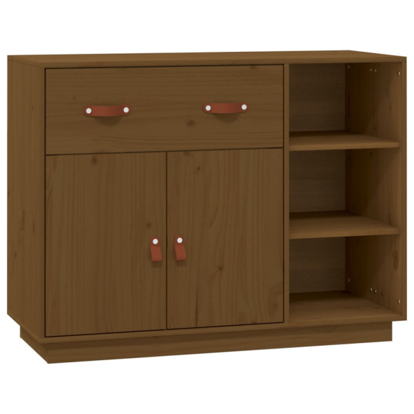 Aparador de madera maciza de pino marrón miel 98.5x40x75 cm M 2