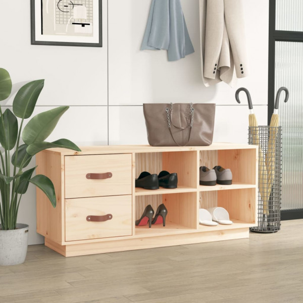 Banco zapatero madera maciza de pino 100x34x45 cm M 3