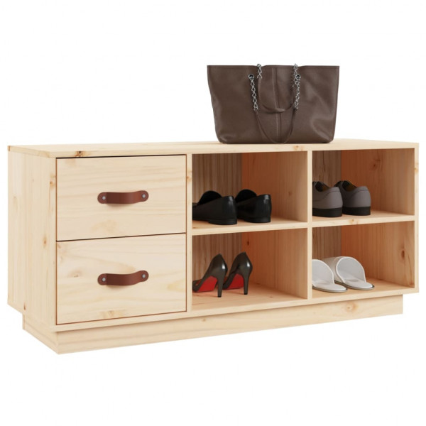 Banco zapatero madera maciza de pino 100x34x45 cm M 4