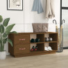 Banco zapatero madera maciza de pino marrón miel 100x34x45 cm 3