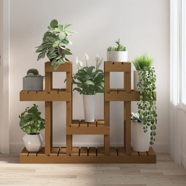 Soporte para plantas madera maciza pino miel 104.5x25x77.5 cm D