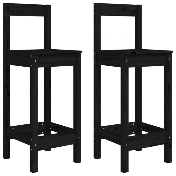 Cadeiras de bar 2 pcs 40x41.5x112 cm pinho maciço preto M 2