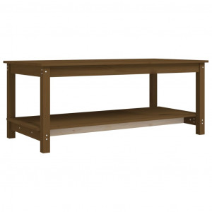 Mesa de centro madera maciza de pino marrón miel 110x55x45 cm H