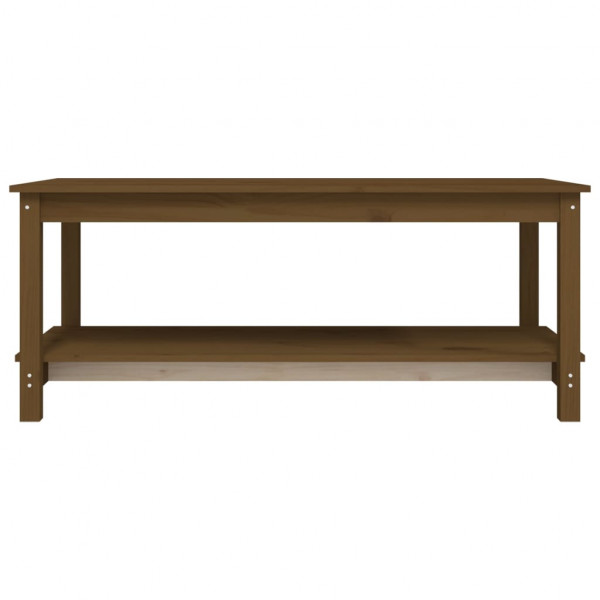 Mesa de centro madera maciza de pino marrón miel 110x55x45 cm M 5