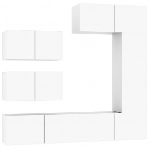 Set de muebles para TV 6 piezas madera contrachapada blanco H