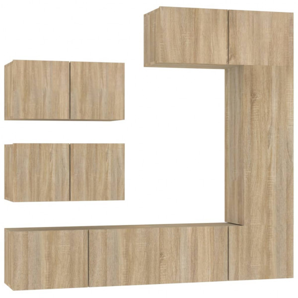 Set de muebles para TV 6 pzas madera contrachapada roble sonoma M 2