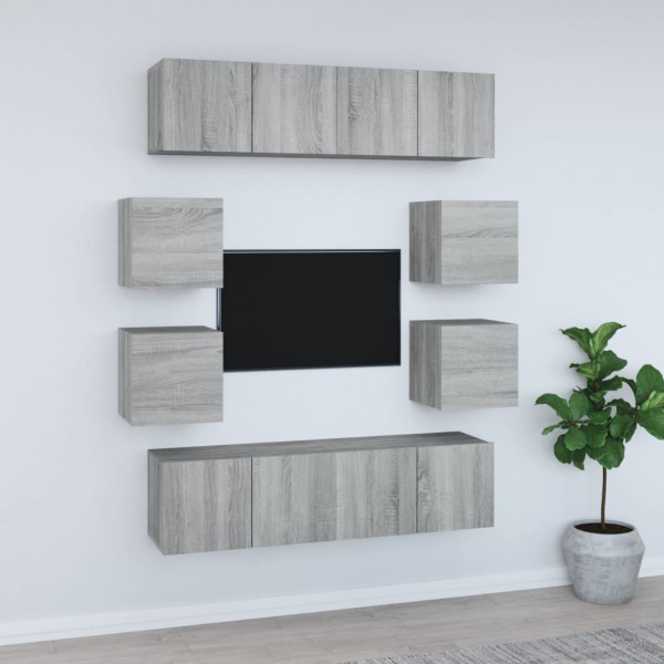Set de muebles para TV 8 pzas madera contrachapada gris Sonoma D