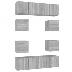 Set de muebles para TV 8 pzas madera contrachapada gris Sonoma H
