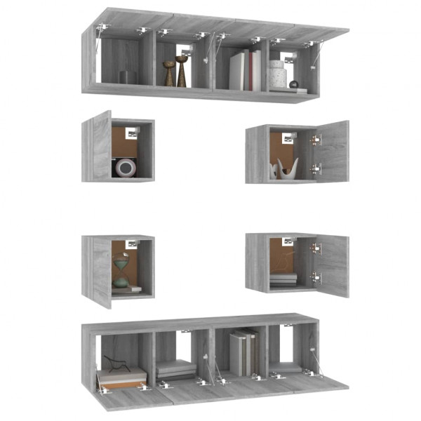 Set de muebles para TV 8 pzas madera contrachapada gris Sonoma M 4