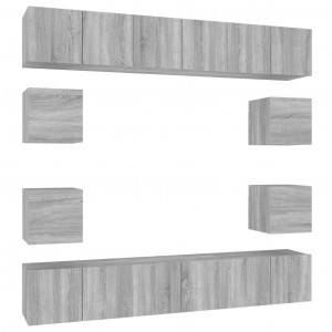 Set de muebles para TV 10 pzas madera contrachapada gris Sonoma H