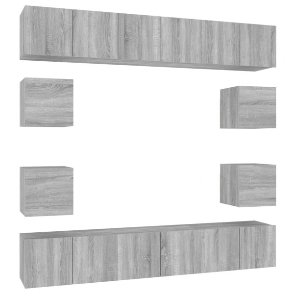 Set de muebles para TV 10 pzas madera contrachapada gris Sonoma M 2