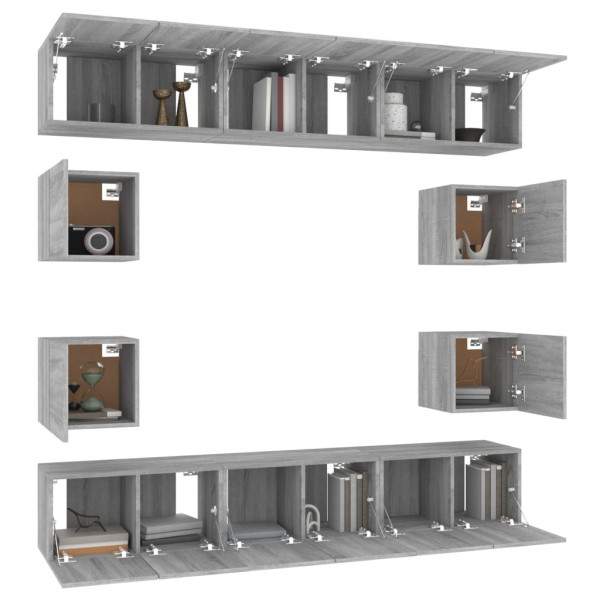 Set de muebles para TV 10 pzas madera contrachapada gris Sonoma M 4