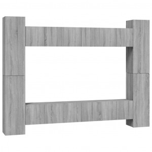 Set de muebles para TV 10 pzas madera contrachapada gris Sonoma H