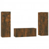 Set de muebles de TV 3 pzas madera contrachapada roble ahumado 2