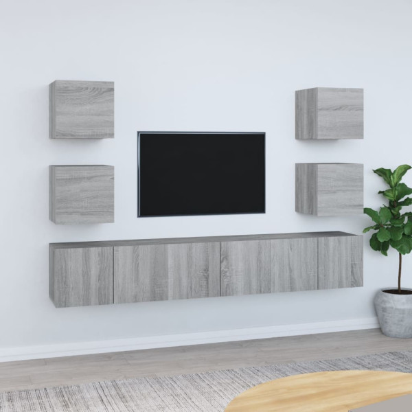 Set de muebles para TV 7 pzas madera contrachapada gris Sonoma D