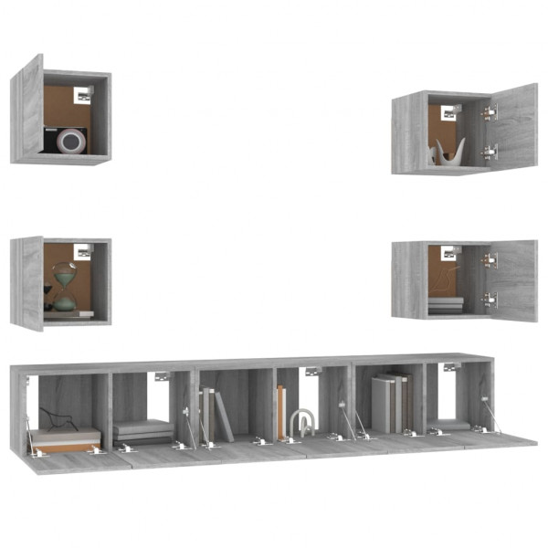 Set de muebles para TV 7 pzas madera contrachapada gris Sonoma M 4