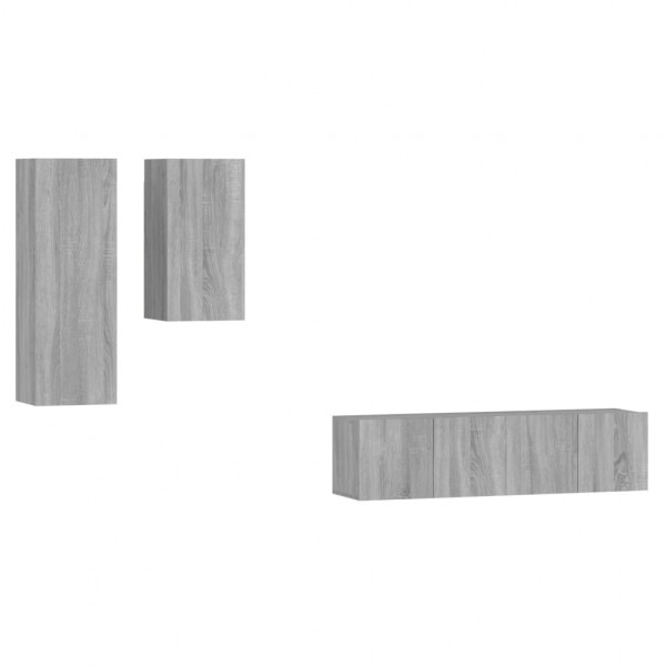 Set de muebles para TV 4 pzas madera contrachapada gris Sonoma M 2