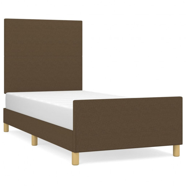 Estrutura de cama sem colchão 90x190 cm tecido castanho-escuro M 2