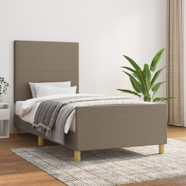 Estructura de cama con cabecero de tela gris taupe 90x200 cm D