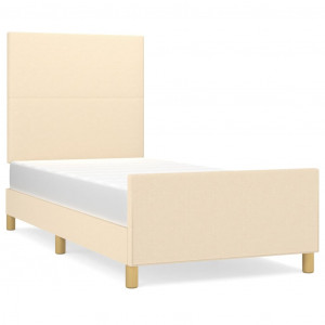 Estrutura de cama sem colchão 90x200 cm tecido creme H