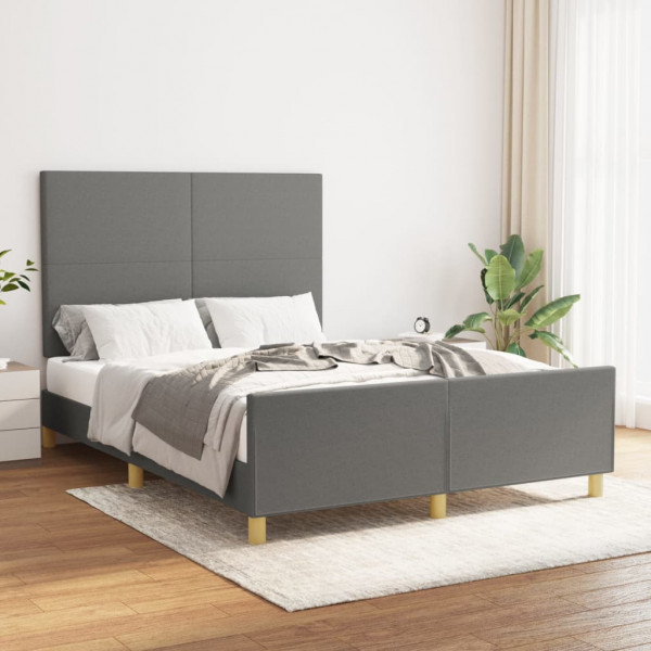 Estructura de cama con cabecero de tela gris oscuro 140x190 cm D