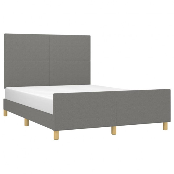 Estructura de cama con cabecero de tela gris oscuro 140x190 cm M 3