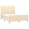 Estrutura de cama sem colchão 140x190 cm tecido cor creme 3