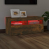 Mueble de TV con luces LED roble ahumado 90x35x40 cm 5