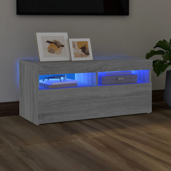 Mueble de TV con luces LED gris Sonoma 90x35x40 cm D