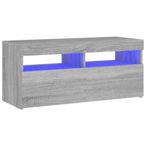Mueble de TV con luces LED gris Sonoma 90x35x40 cm H
