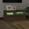 Mueble de TV con luces LED roble marrón 90x35x40 cm 4