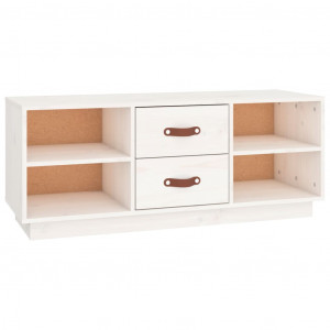 Mueble de TV de madera maciza de pino blanco 100x34x40 cm H
