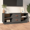 Mueble de TV de madera maciza de pino gris 100x34x40 cm 1