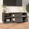 Mueble de TV de madera maciza de pino gris 100x34x40 cm 3