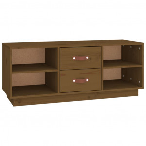 Mueble de TV madera maciza de pino marrón miel 100x34x40 cm H