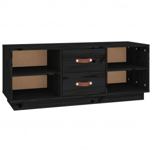 Mueble de TV de madera maciza de pino negro 100x34x40 cm H