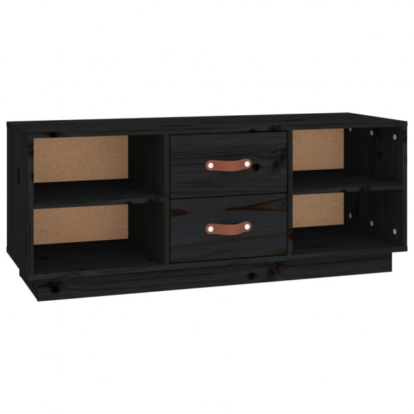 Mueble de TV de madera maciza de pino negro 100x34x40 cm M 2