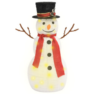 Boneco de neve decorativo de Natal com LED tela luxuosa 60 cm H