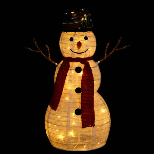 Muñeco de nieve decorativo de Navidad con LED tela lujosa 60 cm M 4