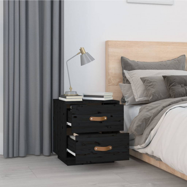 Mesitas de noche 2 uds madera maciza de pino negro 40x34x45 cm M 4