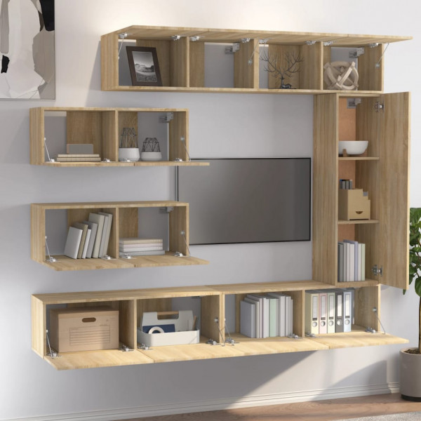 Set de muebles para TV 7 pzas madera contrachapada roble Sonoma M 3