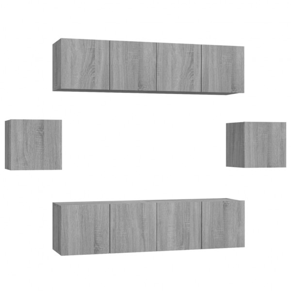 Set de muebles para TV 6 pzas madera contrachapada gris Sonoma M 2
