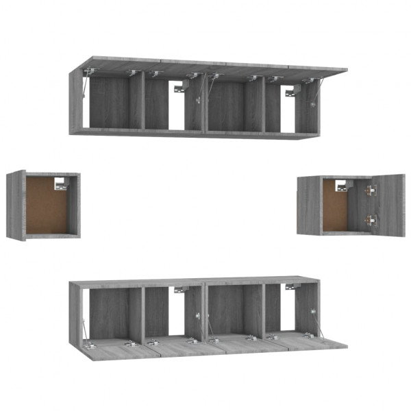 Set de muebles para TV 6 pzas madera contrachapada gris Sonoma M 5