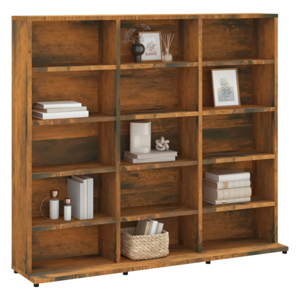 Estantería de CDs contrachapada roble ahumado 102x23x89.5 cm M 3