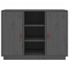 Aparador de madera maciza de pino gris 100x40x75 cm 3