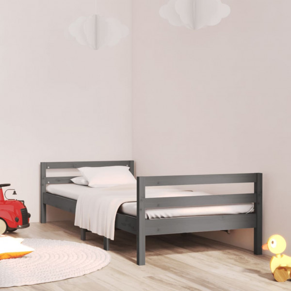 Estructura de cama madera maciza de pino gris 90x200 cm D