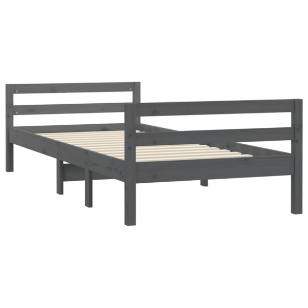 Estructura de cama madera maciza de pino gris 90x200 cm M 4