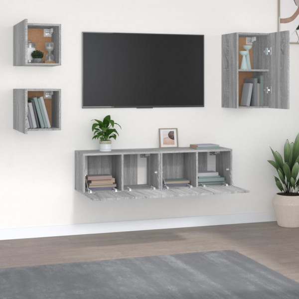 Set de muebles para TV 5 pzas madera contrachapada gris Sonoma M 3