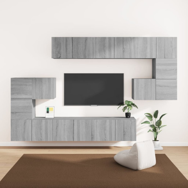 Set de muebles para TV 10 pzas madera contrachapada gris Sonoma D