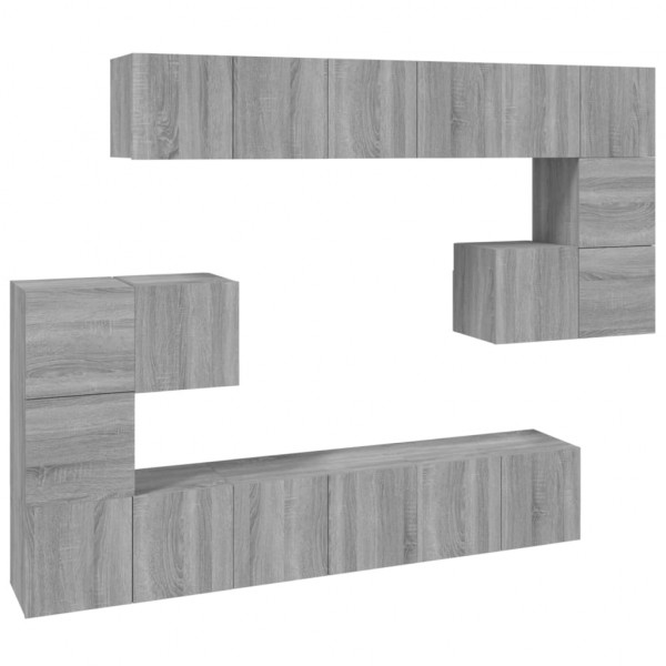 Set de muebles para TV 10 pzas madera contrachapada gris Sonoma M 2